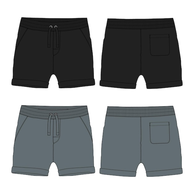 Vetor um conjunto de shorts preto e cinza isolado no fundo branco