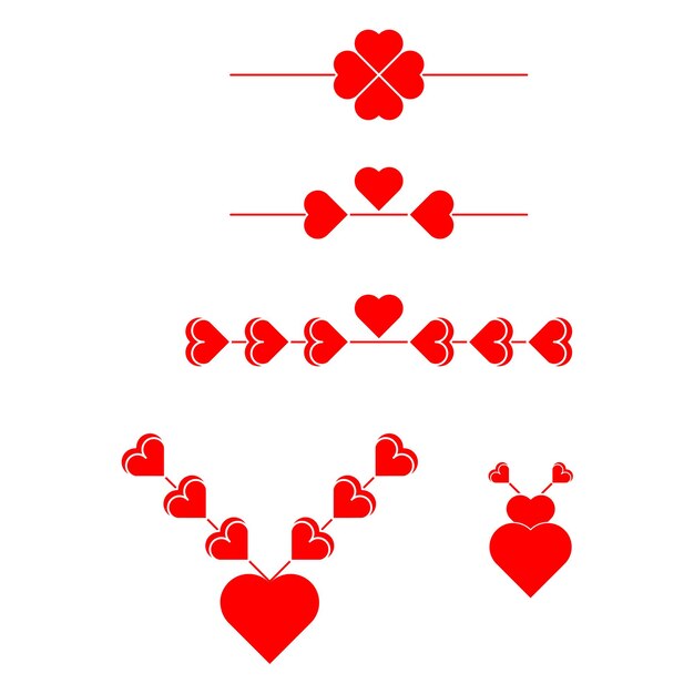 Um conjunto de sinal de forma de amor perfeito e design de símbolos em vetor