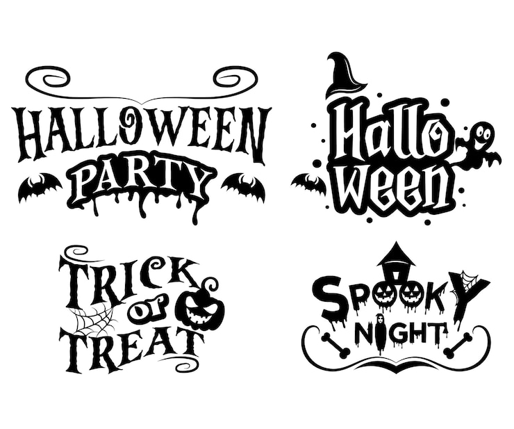 Vetor um conjunto de três desenhos diferentes para a festa de halloween