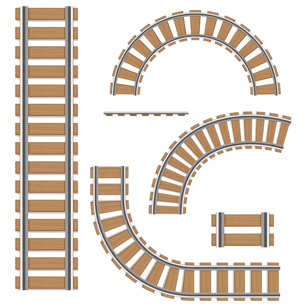 Vetor um conjunto de trilhos ferroviários elementos vetoriais isolados de trilhos ferroviários de rotas ferroviárias