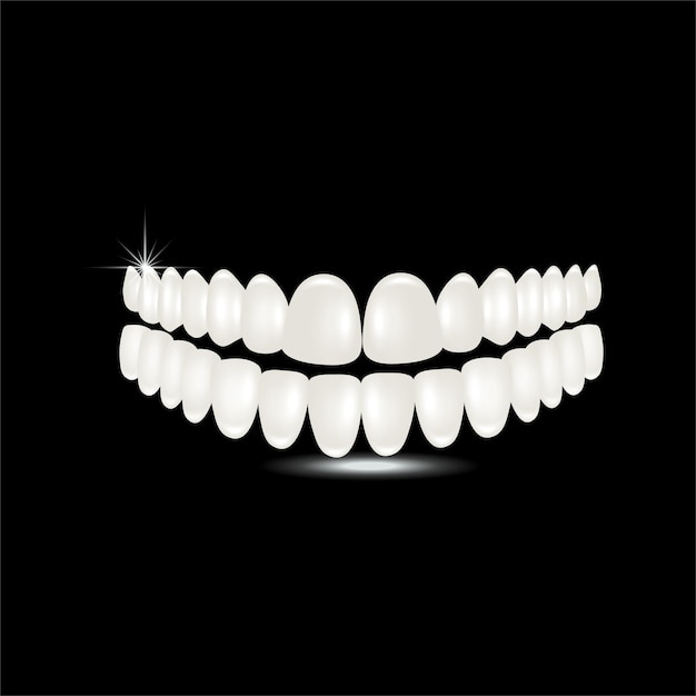 Um conjunto saudável de dentes tratamento odontológico tratamento odontológico em uma clínica odontológica ilustração vetorial de estilo simples