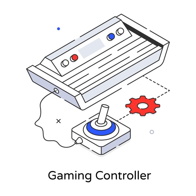 Um controlador de jogo é mostrado com um botão vermelho e a palavra gaming nele.