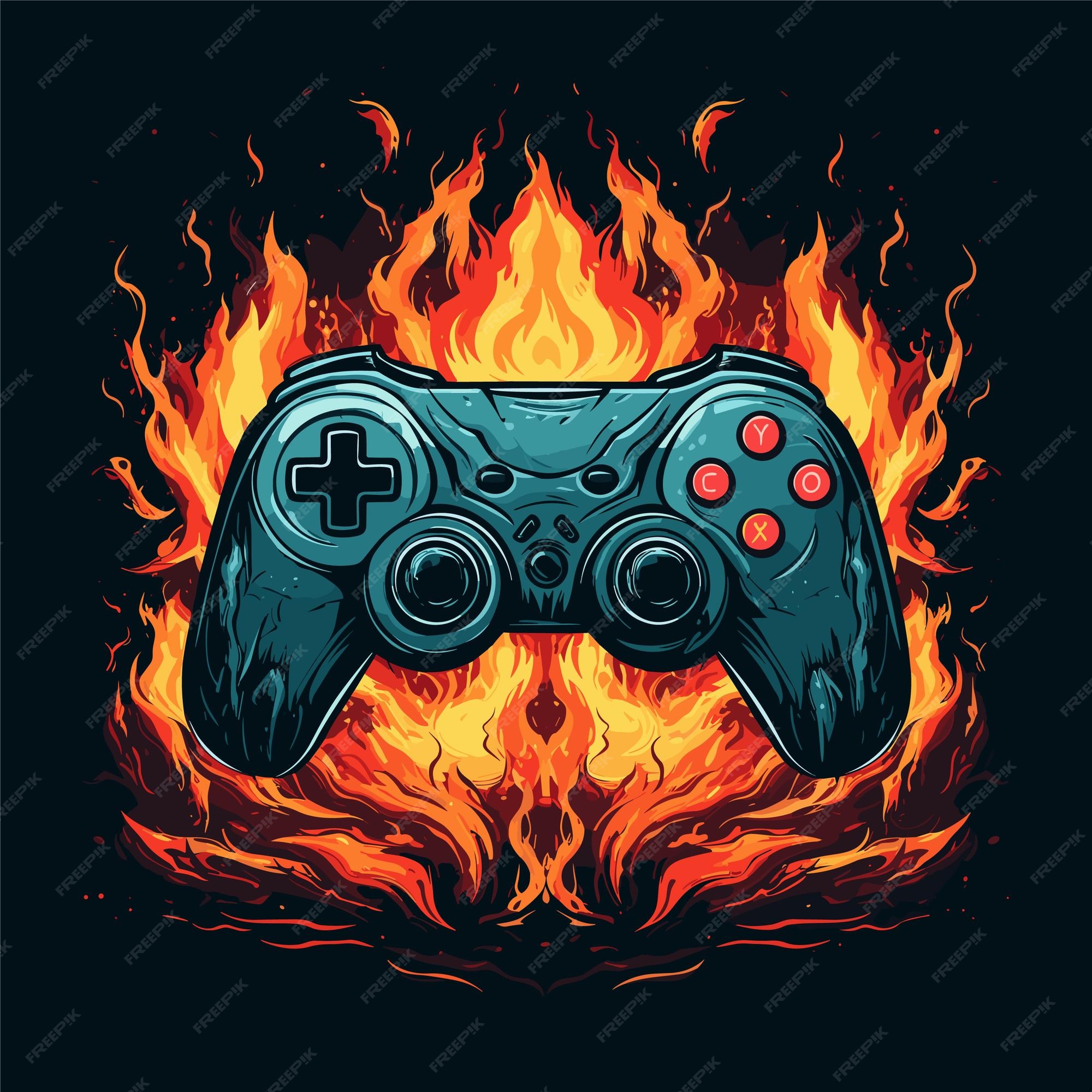 jogos fogo nuvem forma conceito logotipo ícone projeta vetor. game pad com  fogo para logotipo de jogos 13216324 Vetor no Vecteezy