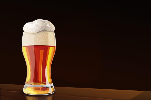 um copo de cerveja realista em fundo escuro