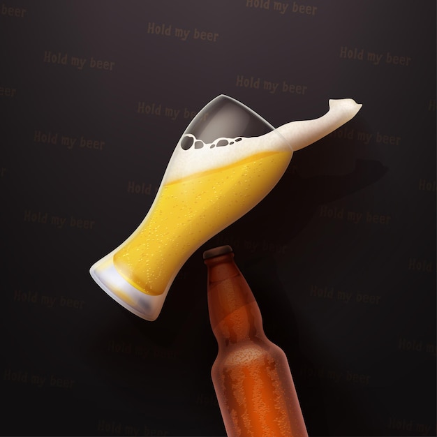 Um copo de cerveja voador de costas escuras.