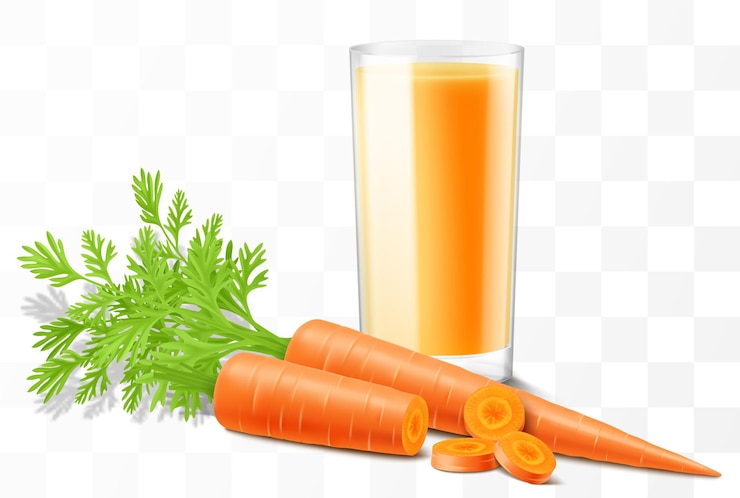 Vetor um copo de suco de cenoura fresca ou smoothie uma xícara de coquetel com legumes de cero isolados