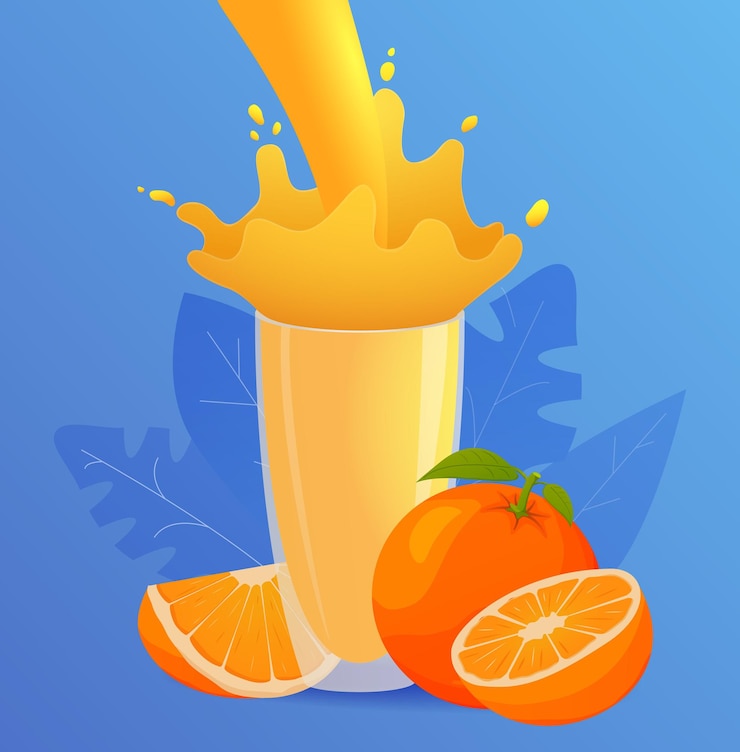 Vetor um copo de suco de laranja com um toque de suco de laranja
