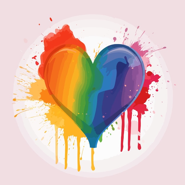 Um coração de arco-íris com um pouco de tinta nele.