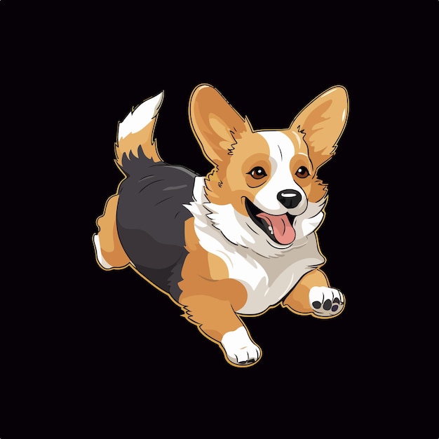 Um corgi de desenho animado em pose de corrida