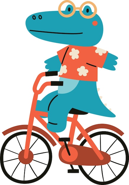 Um crocodilo infantil em bicicleta