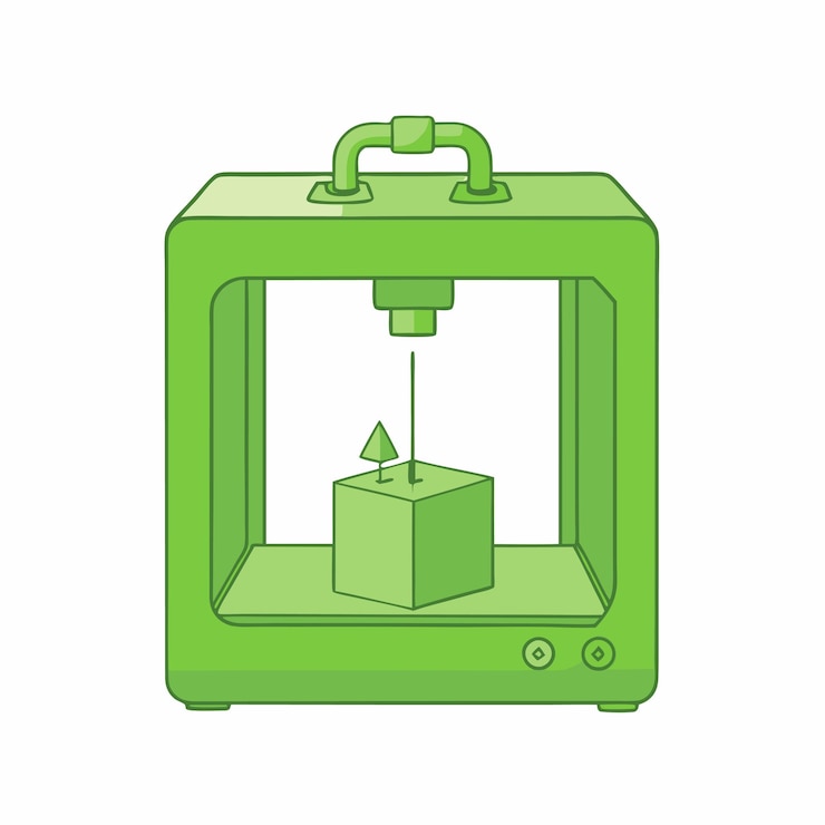 Vetor um cubo de plástico verde com um adesivo verde