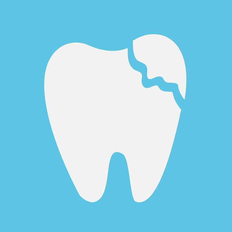 Vetor um dente com uma peça quebrada estilo vector plano