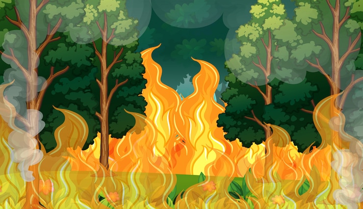 Vetor um desastre de incêndio florestal