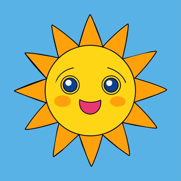 Vetor um desenho animado bonito, um sol sorridente, um vetor de sol engraçado em um fundo isolado.