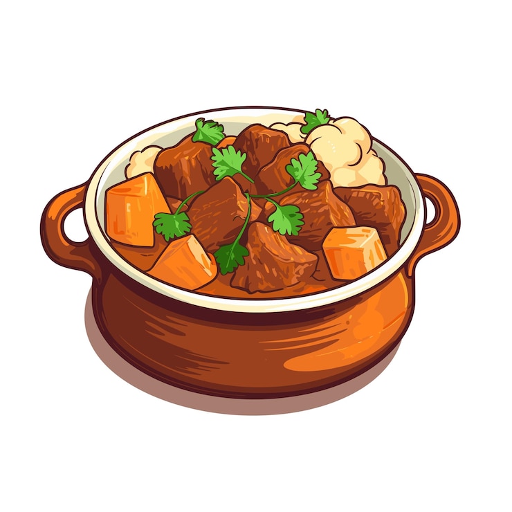 Vetor um desenho animado de carne bovina e guinness ireland food vector illustrator generative ai