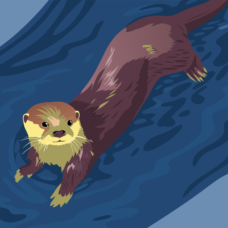 Vetor um desenho animado de um castor nadando em uma piscina de água