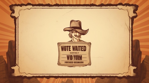 Vetor um desenho animado de um cowboy com um sinal que diz votar