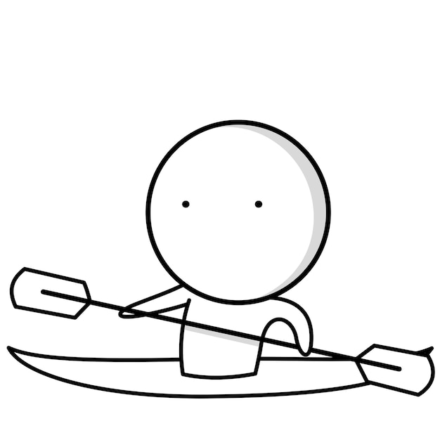 Um desenho animado de um homem em um barco