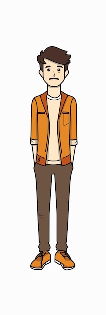 Um desenho animado de um homem vestindo uma jaqueta e calça.