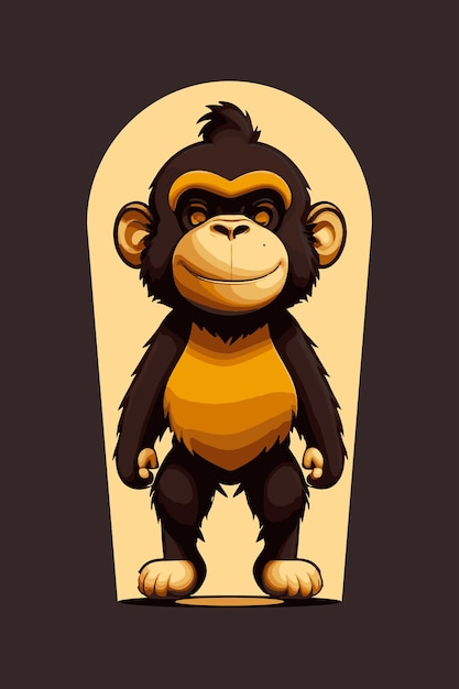 Um desenho animado de um macaco com um fundo marrom.