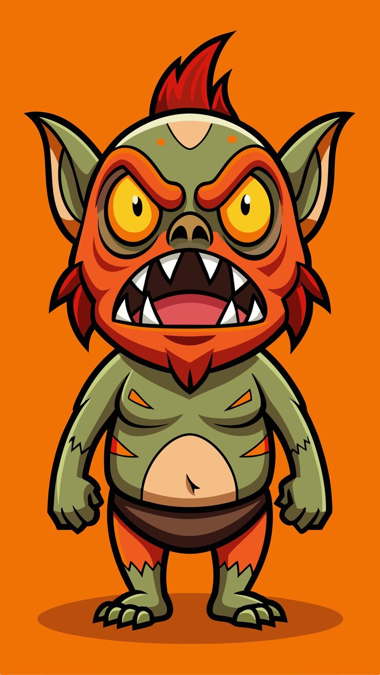 Vetor um desenho animado de um monstro com um grande sorriso no rosto