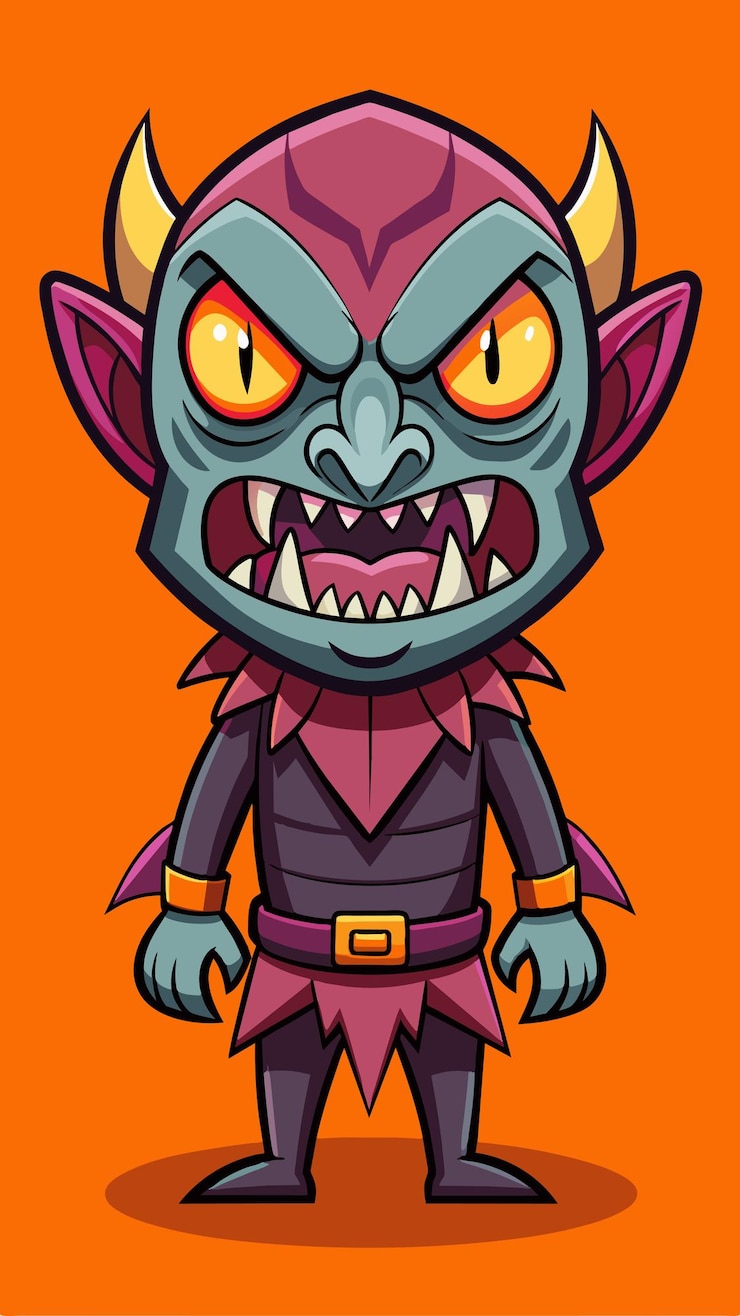 Vetor um desenho animado de um monstro com um grande sorriso
