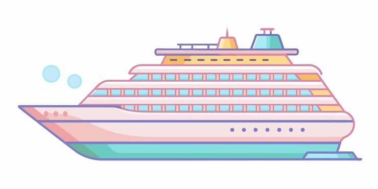 Vetor um desenho animado de um navio chamado o primeiro nome da empresa