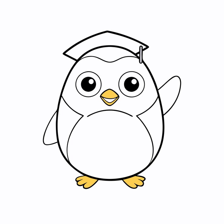 Vetor um desenho animado de um pinguim com um papel nele