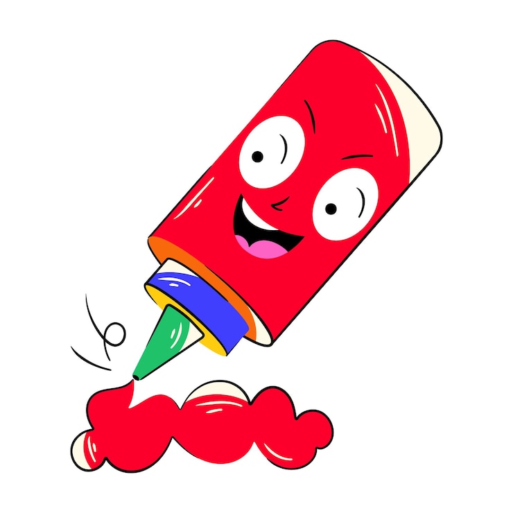 Vetor um desenho animado de um recipiente vermelho com um rosto sorridente e uma alça vermelha.