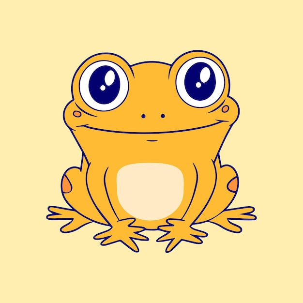 Vetor um desenho animado de um sapo com um fundo amarelo.