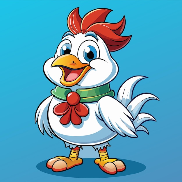 Vetor um desenho animado de uma galinha com uma gravata