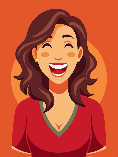 um desenho animado de uma mulher sorrindo com um sorriso no rosto