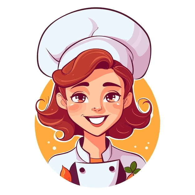 Um desenho animado de uma mulher usando um chapéu de chef