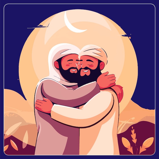 Um desenho animado muçulmano mulher árabe silhueta eid mubarak feliz dia das mulheres ilustração