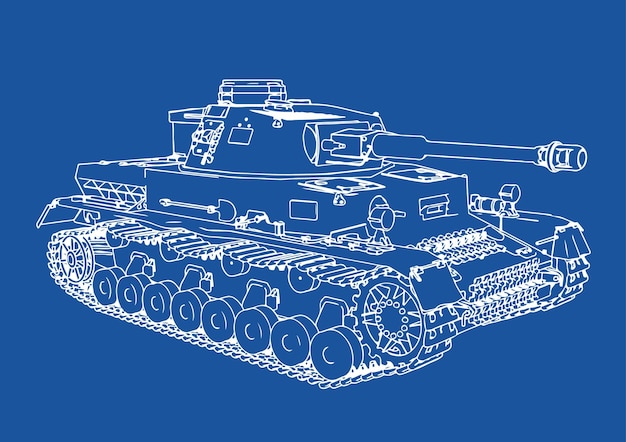 Vetor um desenho azul de um tanque com o número 7 nele.