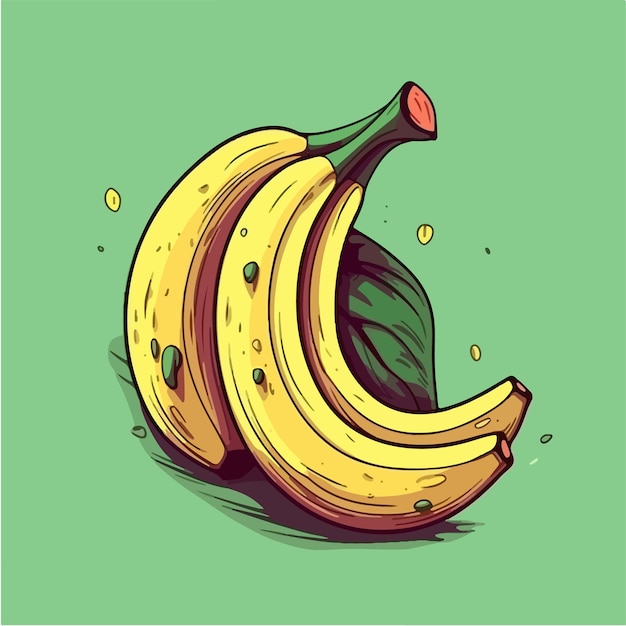 Um desenho de bananas em um fundo verde.