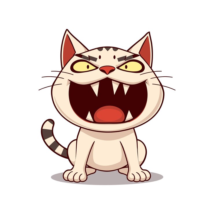 Vetor um desenho de clipart de ilustração de ícone de vetor de gato de medo