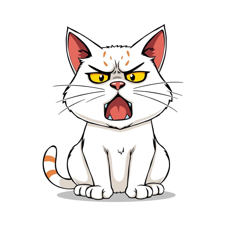 Vetor um desenho de clipart de ilustração de ícone vetorial de gato nojento