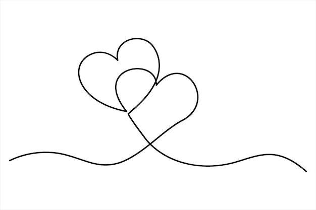 um desenho de corações com uma linha desenhada nele