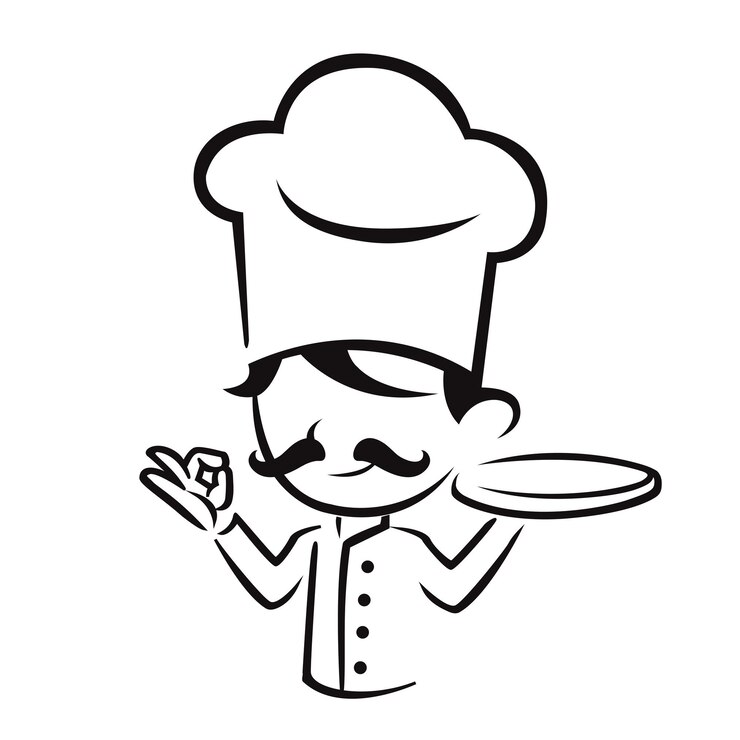 Vetor um desenho de desenho animado de um chef com um bigode e um chapéu nele