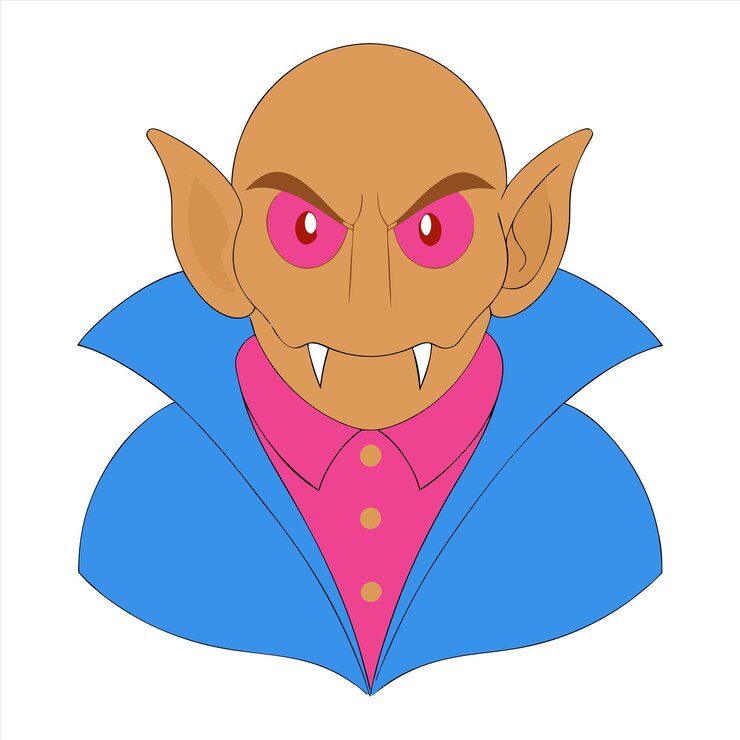 Vetor um desenho de desenho animado de um diabo com uma camisa azul nele