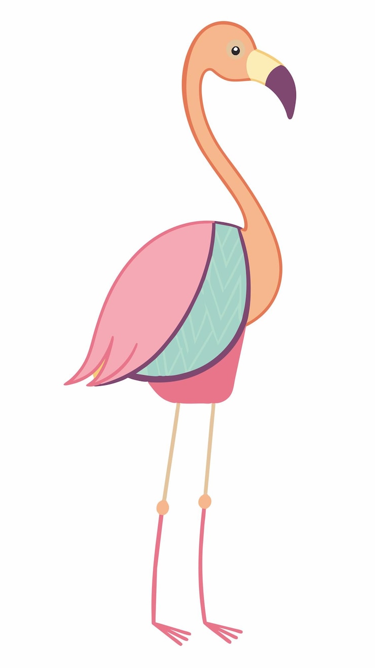 Vetor um desenho de desenho animado de um flamingo com um bico rosa