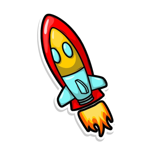 Vetor um desenho de desenho animado de um foguete com um rosto nele