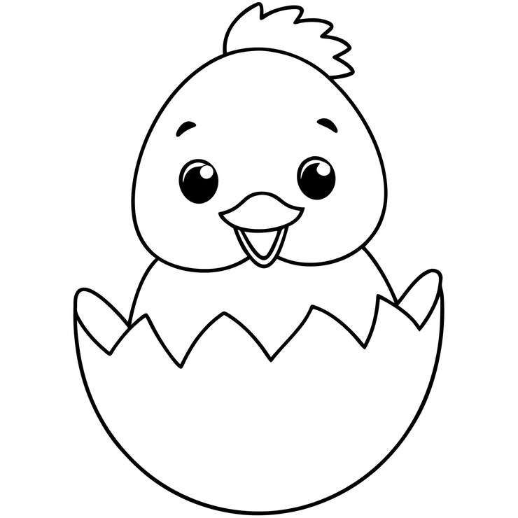Vetor um desenho de desenho animado de um ovo de galinha com um pássaro do lado