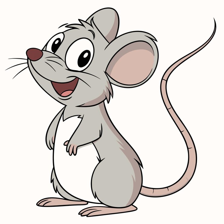 Vetor um desenho de desenho animado de um rato com uma cauda longa