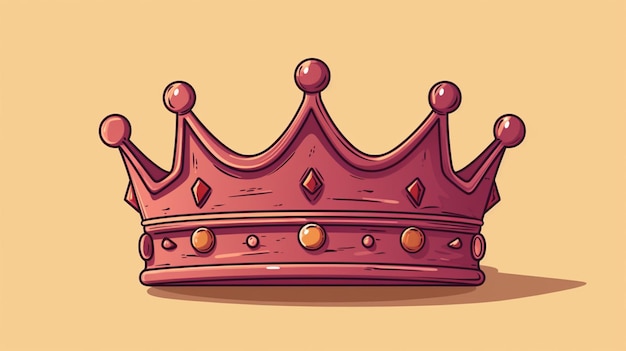 Vetor um desenho de desenho animado de uma coroa com um fundo rosa