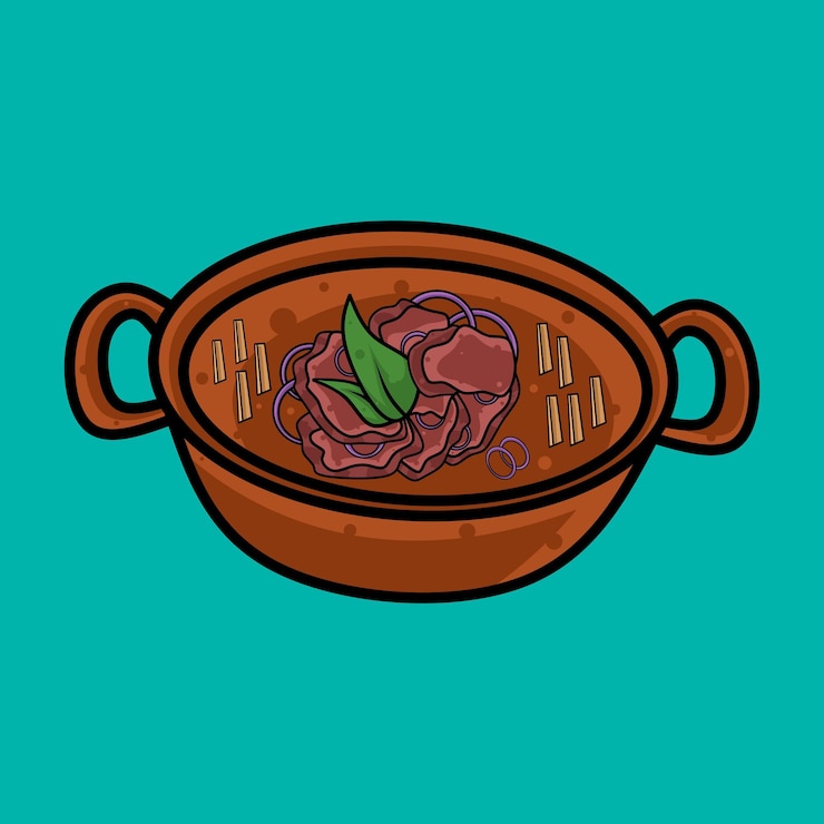 Vetor um desenho de desenho animado de uma panela com uma folha nele