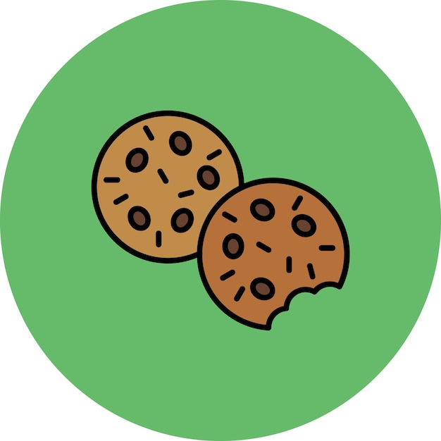 Um desenho de dois biscoitos com um fundo verde com uma imagem de um biscoito nele