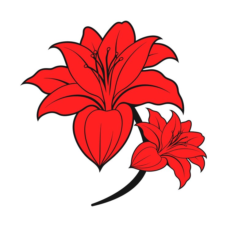 Vetor um desenho de flores vermelhas com um grande coração vermelho