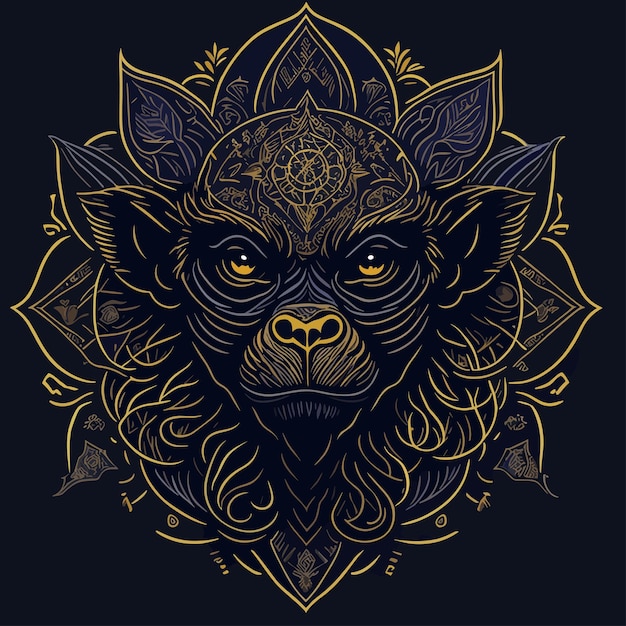 Um desenho de ilustração de macaco para logotipo e elementos de marca com ornamentos de arte vetorial vintage